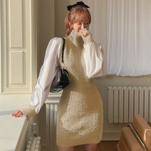 떳다그녀 프로일라인 셔츠소매 반폴라 미니 원피스