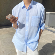 블루트 여름 남자 하늘색 소라색 셔츠