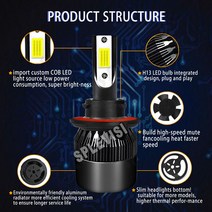 2x100W LED 헤드 라이트 6000K 퓨어 화이트 Ski Doo Skandic Gen 4 900 850 Freeride 2018 Skidoo 2019 2020