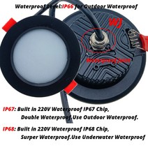 천장조명 간접조명 램프 스마트 RGB 변경 IP65 실내 방수 LED Ceilig Dim, 07 IP68 Wj, 03 10W Black D120mm