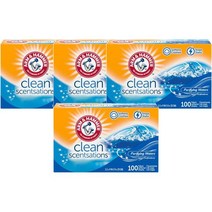 암앤해머 패브릭 소프트너 시트 퓨리파잉 워터 100시트 ARM & HAMMER Fabric Softener Sheets Purifying Waters, 4팩