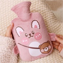 뜨거운 보온물 온수 주머니 찜질팩 물난로 N01, 중형, 핑크-곰, 1개