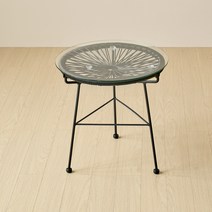 코드테이블 야외 아웃도어 원형 아카풀코 라탄, 블랙