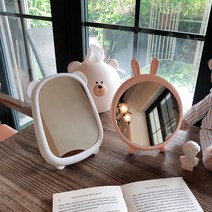 남이보는내얼굴거울 무반전거울 소녀 심장 데스크탑 메이크업 거울 그물 빨간 기능 바람 학생 기숙사 가정용 공주 드레싱, [15] 핑크 고양이 귀 보관