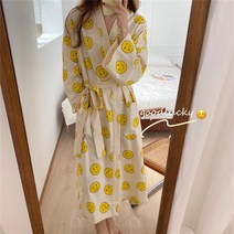 스마일 잠옷 홈웨어 가운