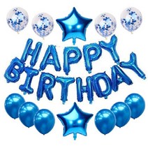 노노칭구 생일축하풍선세트풍선장식 홈파티 파피룸꾸미기 4color, 1개, 블루