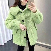 여성 도톰하게 기모 루즈핏 코트 버튼뽀글이자켓 하늘비즈 C11 Y608X921