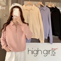 [ 하이걸스 ] 랫서 캐주얼 카라 맨투맨 처비캣 여성 지퍼 봄 가을