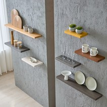 휴니드아름드리 벽선반 무지주 빈티지 고재 나무 원목 다용도 수납 주방 벽걸이 선반 일자형, 베이직 화이트