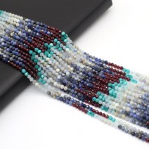 크리스탈 천연 컬러풀 전기석면 처리 라운드 비즈 3mm 석영 청금석 마노 쥬얼리 제작 DIY 목걸이 팔찌, [01] 3mm, [15] O