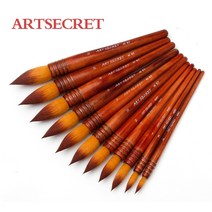 ArtSecret 수채화 아크릴 브러시 40RT 노란색 지방 둥근 머리 모피 안티 드롭 머리카락 전문 화가, 40RT16 1pcs, 1.40RT1 1pcs