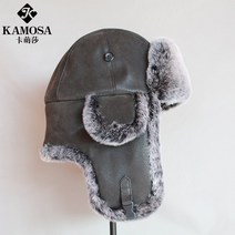 트루퍼햇 겨울 방한 스키 썰매 캠핑 귀도리 군밤모자, 블랙 레더/화이트 플러시 M(56-58cm)