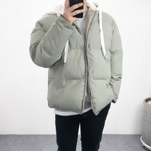 엠클로 남자 오버핏 후드 레이어드 웰론 패딩점퍼 2컬러
