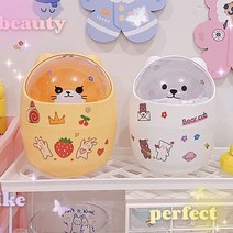 [스티커+봉투증정] 곰돌이 다용도 미니 수납함 휴지통 쓰레기통 책상 꾸미기 귀여운 연필 볼펜꽂이, 곰돌이 미니휴지통(화이트)