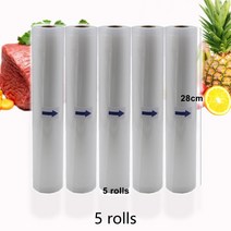 진공쌀통20kg 무선 쌀통 10kg 진공 항아리 식품 진공 실러 필름 용 봉투 Vakum 씰링 패키지 5 롤/로트 28c, [01] 5Rolls 28cm