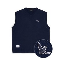 MARK GONZALES ANGEL WAPPEN OG VNECK KNIT VEST NAVY Z231UKT010065