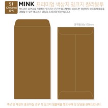 고급칼라봉투 밍크지봉투 티켓봉투 Mink 밍크지 53칼라 규격(85x170mm)100매 / 봉투도매 고급봉투주문제작, 51 밤색