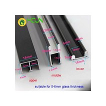 슬라이딩 도어 액세서리 쇼케이스 블랙 5-6mm 유리 레일 가이드 슬라이딩 도어 레일 빵 캐비닛 슬롯 음소거, 70cm