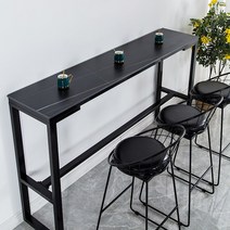 좁고긴테이블 높은 라운지 스탠딩 바테이블 블랙, 블랙 200 x 40 x 105 cm