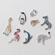 애니멀 자수 와펜 8p set