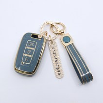 루젠 현대기아 공용 차키케이스 아이오닉5 그랜저TG YF소나타 스팅어 베라크루즈 벨로스터 포르테 엑센트 자동차 스마트 TPU 키홀더 키링, 키케이스+큐빅링+번호판+TPU스트랩, 현대기아공용01, 그레이블루