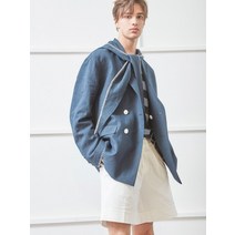 노앙 HOODED SCARF DOUBLE JACKET NAVY