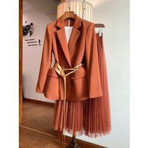 김소연서예지 럭셔리 정장자켓 쉬폰 캉캉 롱스커트 투피스세트 결혼식하객패션 돌잔치 청담동룩
