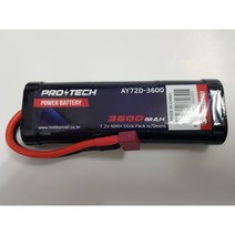 AY72D-3600 7.2V 3600mAh NiMH Stick Pack w/Deans, 단품