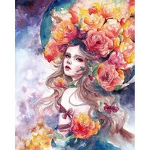 Diy 다이아몬드 자수 그림 풀 스퀘어 라운드 일러스트 소녀 초상화 시리즈 모자이크 세트 휴일 선물 홈 데코 신제품, Round 80x100cm, XYR159