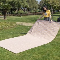 큰사이즈 도톰한 체크무늬 방수 돗자리 휴대용매트, 레드