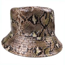 벙거지모자 Fox어머니-새로운 패션 Casquette 뱀 피부 인쇄 가죽 버킷 모자 어부 모자 모자 여성 숙녀