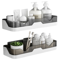 벨로유니 무타공 욕실선반 정리대 접착식 화장실 주방 수납 디자인 후크 고리 증정, 브라운, 2개, 기본