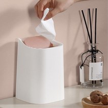 여자 자취방 화장솜 미니휴지통 2L 책상 사무실 병원 화장대 가정용, 화이트, 화이트