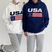 와이샵 / 3컬러 남녀공용 USA 기모 부클자수 오버핏 후드티