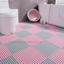 couyor 퍼즐매트 욕실 샤워실 화장실 미끄럼방지매트 가정용 욕실 화장실 방수 패드 발매트 30*30 cm, 그레이+핑크, 30*30cm*25P