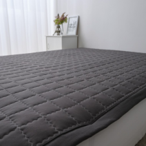 사계절 누빔 워싱 고정밴드 알레르망 원단 슈퍼싱글 퀸 라지킹 패밀리사이즈 침대 패드, 그레이