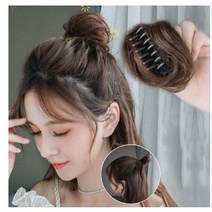 볼륨 가발 집게핀 여자 똥머리 당고 만두 올림머리 부분 가발집게핀 가발핀 가발, 03.풍성곱슬-라이트브라운, 1개