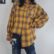 멜란지 브릿체크남방 오버핏 벌륜소매 셔츠 봄 가을 레이어드 캐주얼