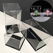 아크릴 케이스 프라모델 피규어 운동화 건담 장식장 보관함 동전 수집 악세사리 상자 투명 디스플레이 블랙 베이스 방진 보호 모델 장난감 쇼 캐비닛 품 보관 홀더, 높이 30cm, 30x30cm 베이스
