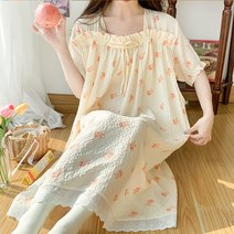 프린트 퍼프 면 임산부 잠옷 여 봄 산후조리복 여름 얇은 치마 출산 후 임신 중 수유 실내복