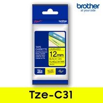 브라더 브라더정품 Tze-C31_형광노랑/검정_12mm 라벨테이프, 1개