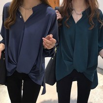 쉬블림로브 여성용 봄 가을 부드러운 꼬임 디테일 블라우스 2개