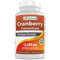Best Naturals 크랜베리 알약 3X 농축 채소 캡슐 12600mg 180개 817716010755 USA 미국