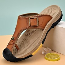 경량쪼리 슬리퍼 신제품 클래식 남성 샌들 여름 정품 가죽 비치 슬리퍼 야외 캐주얼 경량 패션 신발 사