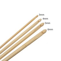 아프간바늘 목도리실 뜨개질 대바늘 세트 2개/대 24cm 자연 대나무 아프간 사우디 아라비아 더블 엔드 크로, 04 3mm 4mm 5mm 6mm