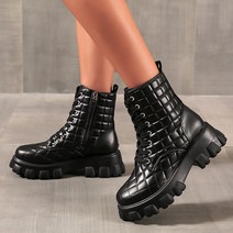 명브띠 퀄팅 패션 여성 통굽 워커