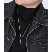 아차 써지컬스틸 사각 스틱 펜던트 목걸이 _ 실버