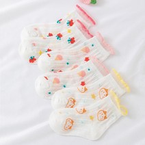제이셀 M855 유아여아아동 알록달록매쉬레이스 양말 5켤레 세트
