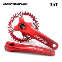 ZEROING 자전거 크랭크 체인휠 104BCD MTB 알루미늄 합금 하단 브래킷 포함 32T 플레이트 170mm, 10 Red Crank 34T_01 170mm