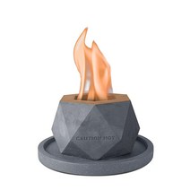 Kante 14.2cm W 갤럭시 스톤 휴대용 콘크리트 문지르는 알코올 테이블 탑 화덕 금속 소화기 블루 파이어 글라스 및 18.3cm 다크 그레이 베이스 에탄올 벽난로 실내, Dark Base + Glass Beads, Space Rock Style-1